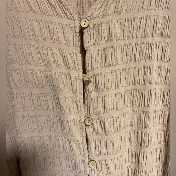 Free People Dusty Rose Textured Button-Front Tiered Mini Dress – Made in India - Picture 5 of 9